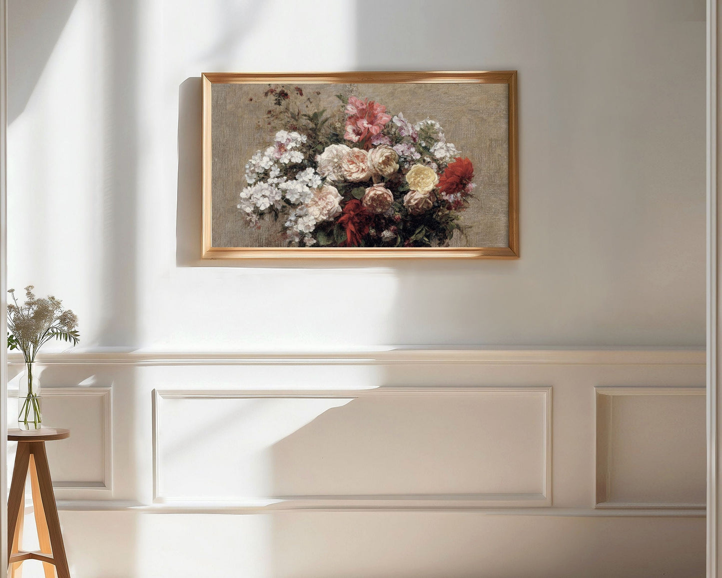 Vintage Floral Still Life Painting Frame TV Art