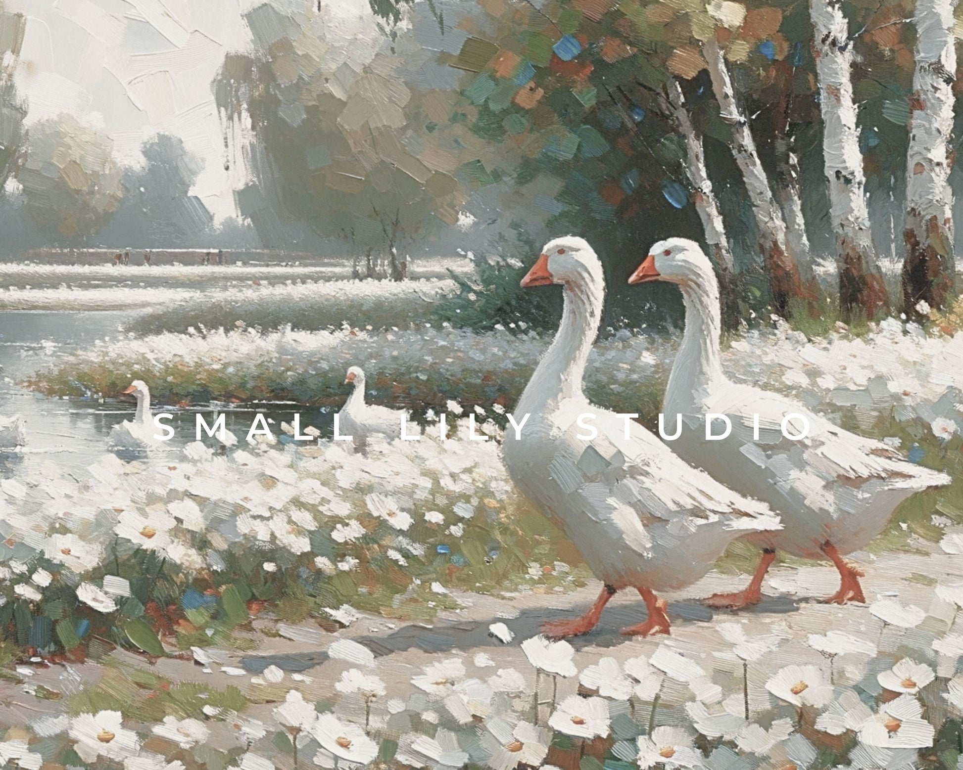 Geese in Daisies Spring Frame TV Art