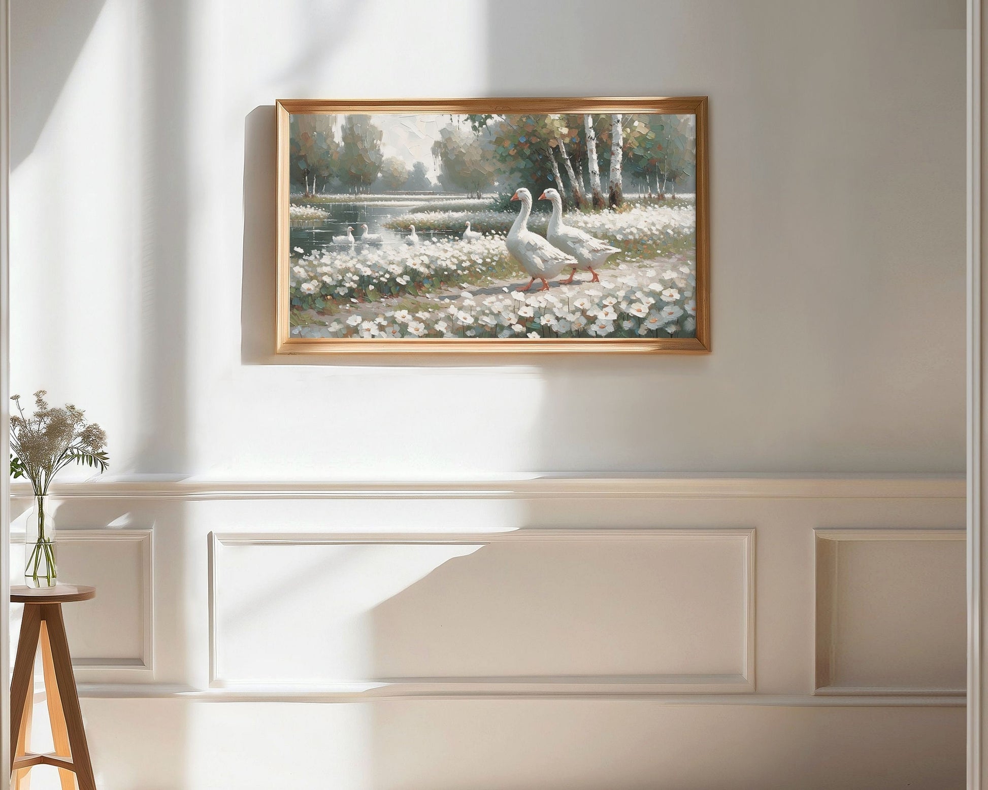 Geese in Daisies Spring Frame TV Art