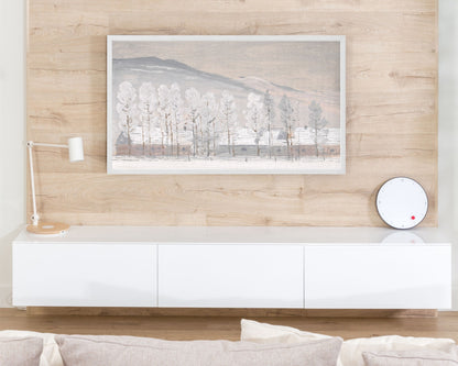 Neutral Winter Trees in Snow Frame TV Art