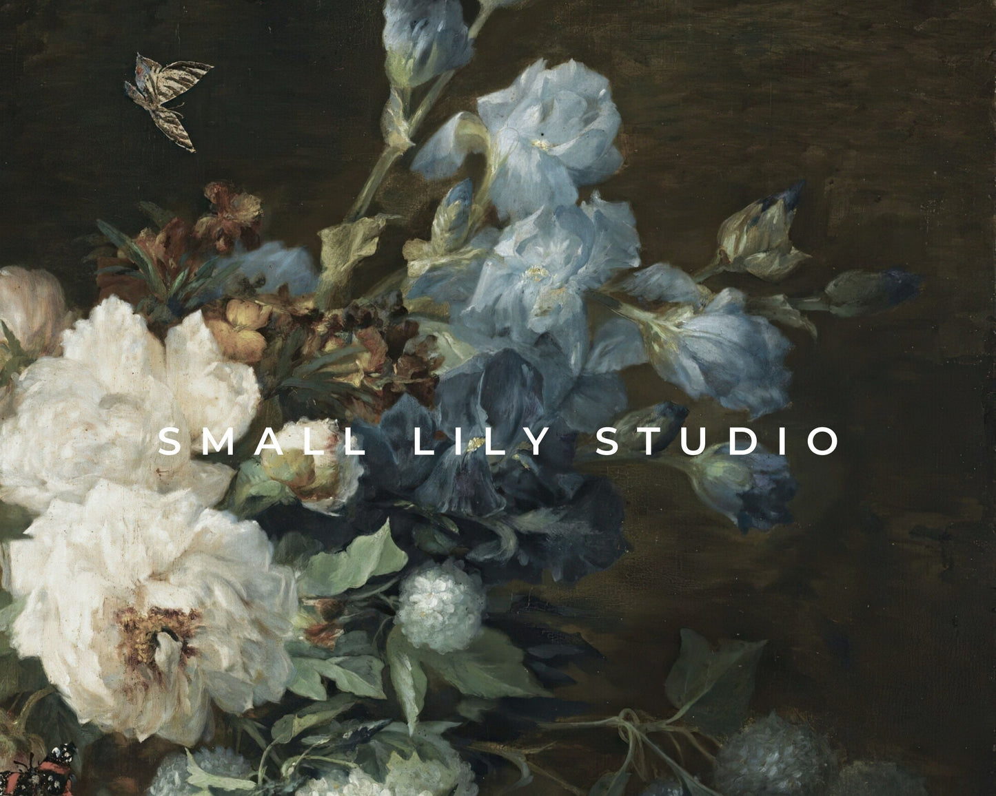 Moody Blue Floral Printable Wall Art