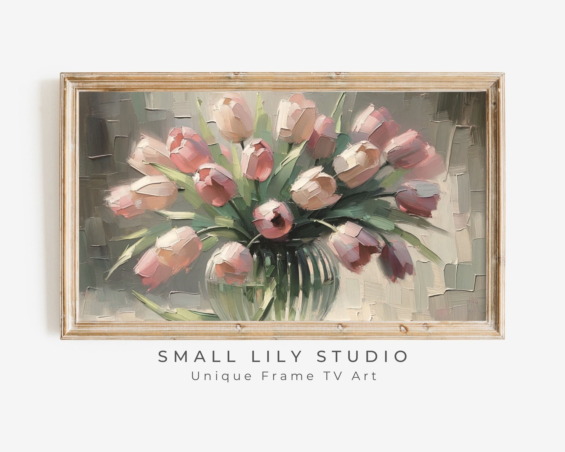 Spring Pink Tulips In Vase Frame TV Art