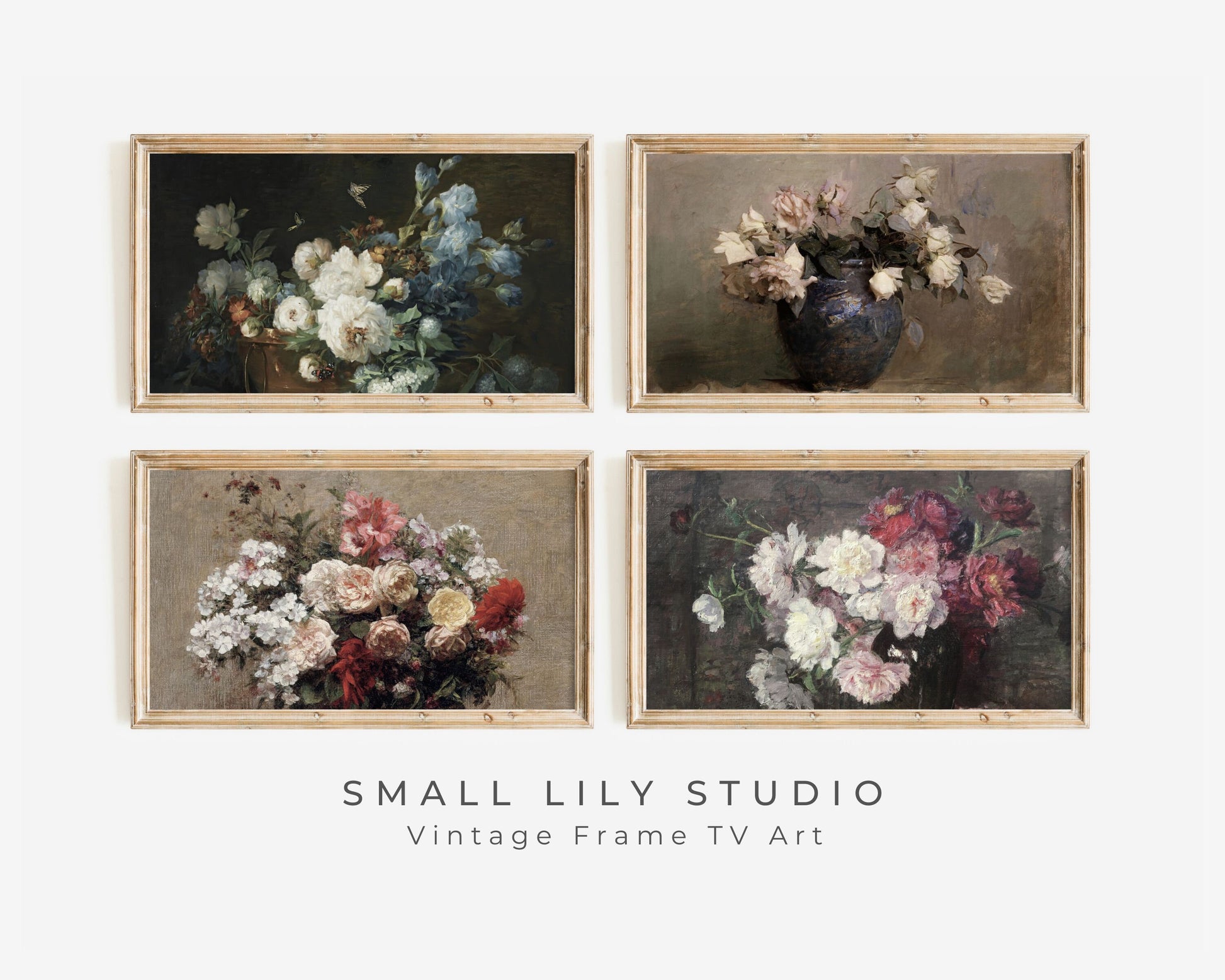 Vintage Moody Floral Set Frame TV Art Bundle