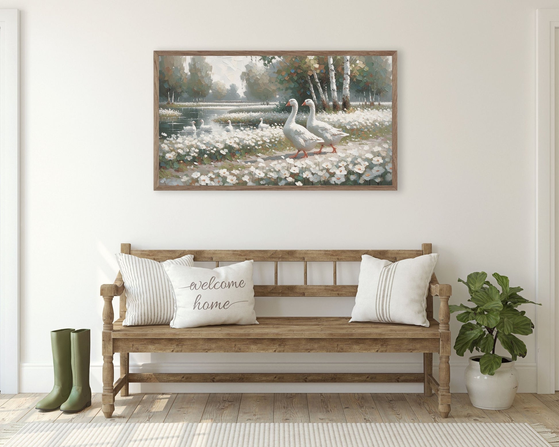 Geese in Daisies Spring Frame TV Art