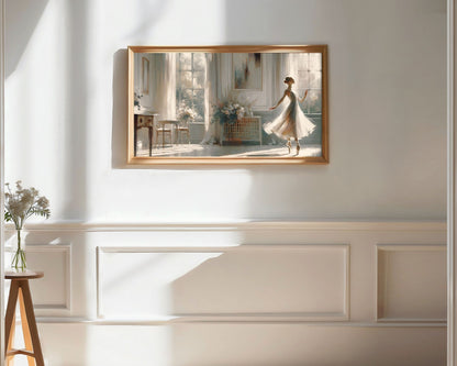 Ballerina In White Frame TV Art