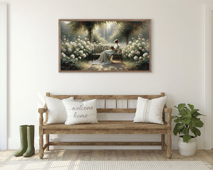 Woman Reading in Rose Garden TV Art