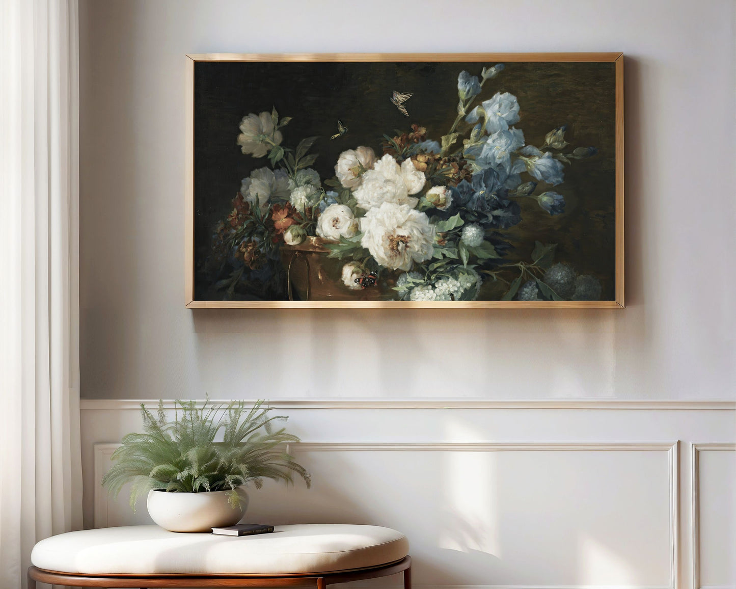 Moody Flowers Blue Frame TV Art