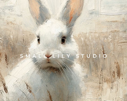 Rustic White Rabbit Printable Wall Art