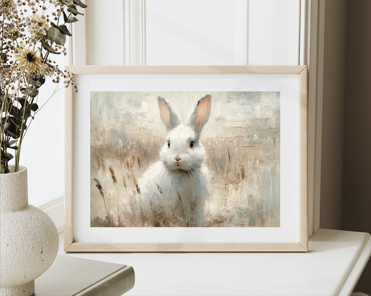 Rustic White Rabbit Printable Wall Art