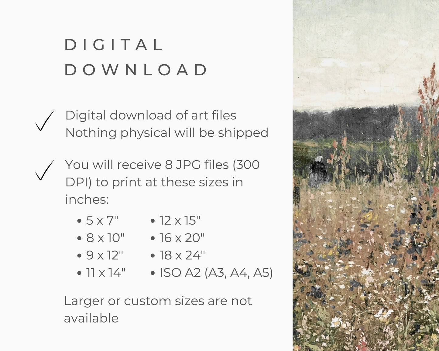 Rustic Country Wildflowers Printable Wall Art