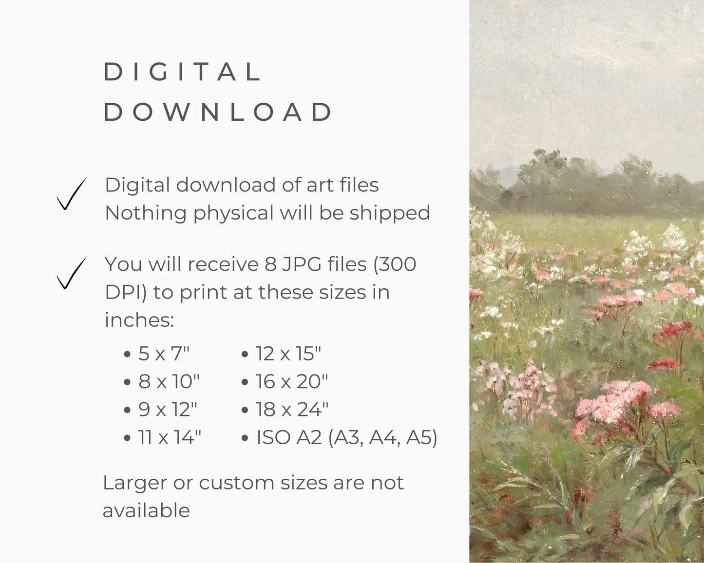 Pink Spring Wildflowers Printable Wall Art