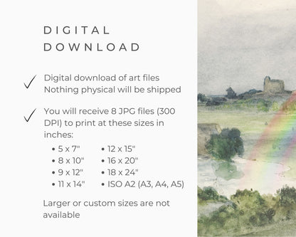 Rainbow in Vintage Landscape Printable Wall Art