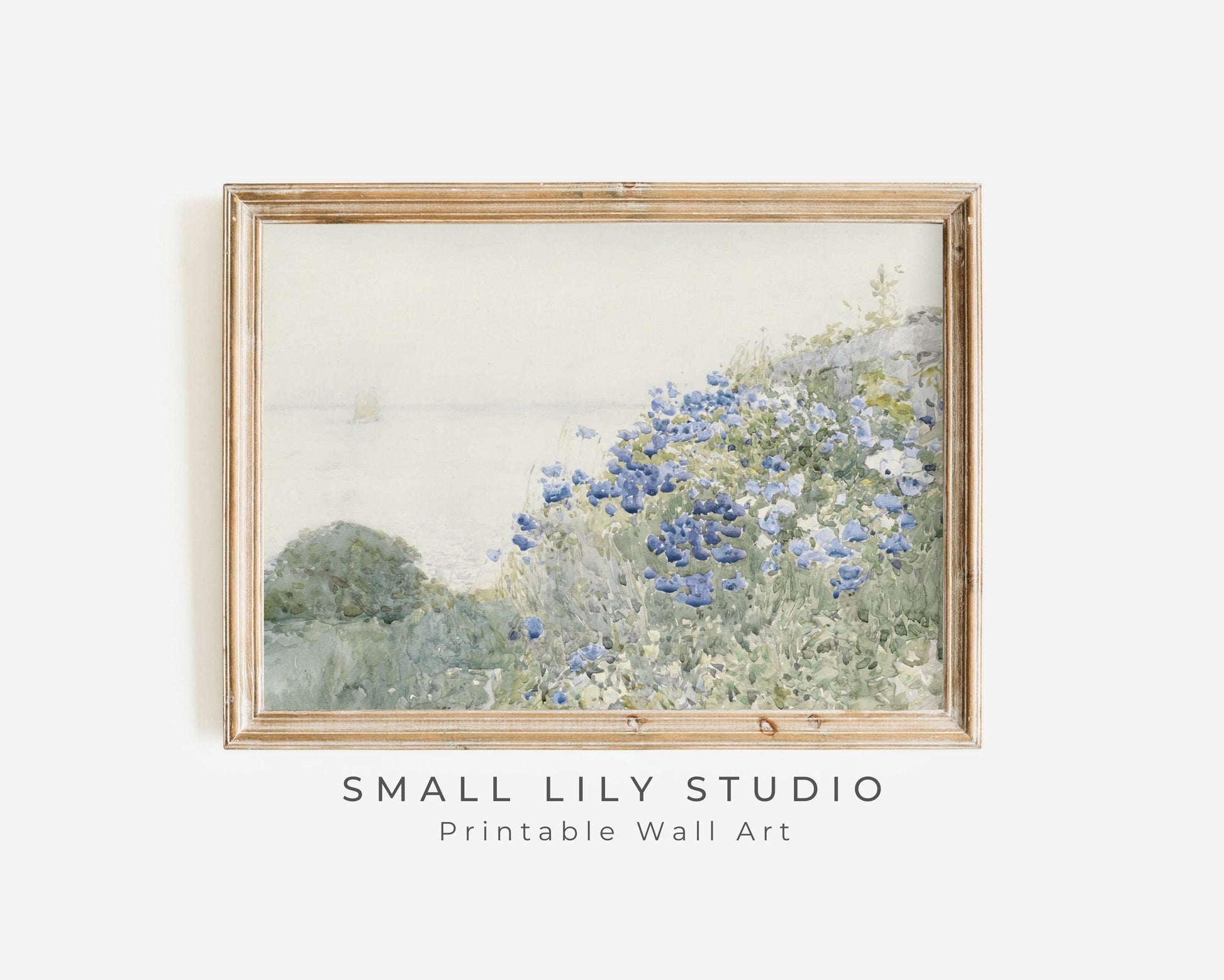 Blue Coastal Wildflowers Printable Wall Art