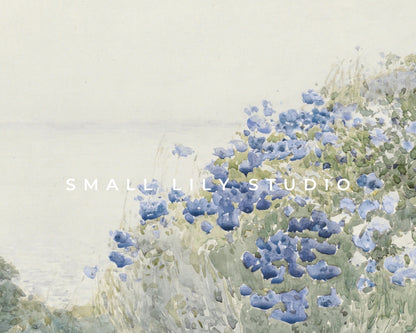 Blue Coastal Wildflowers Printable Wall Art