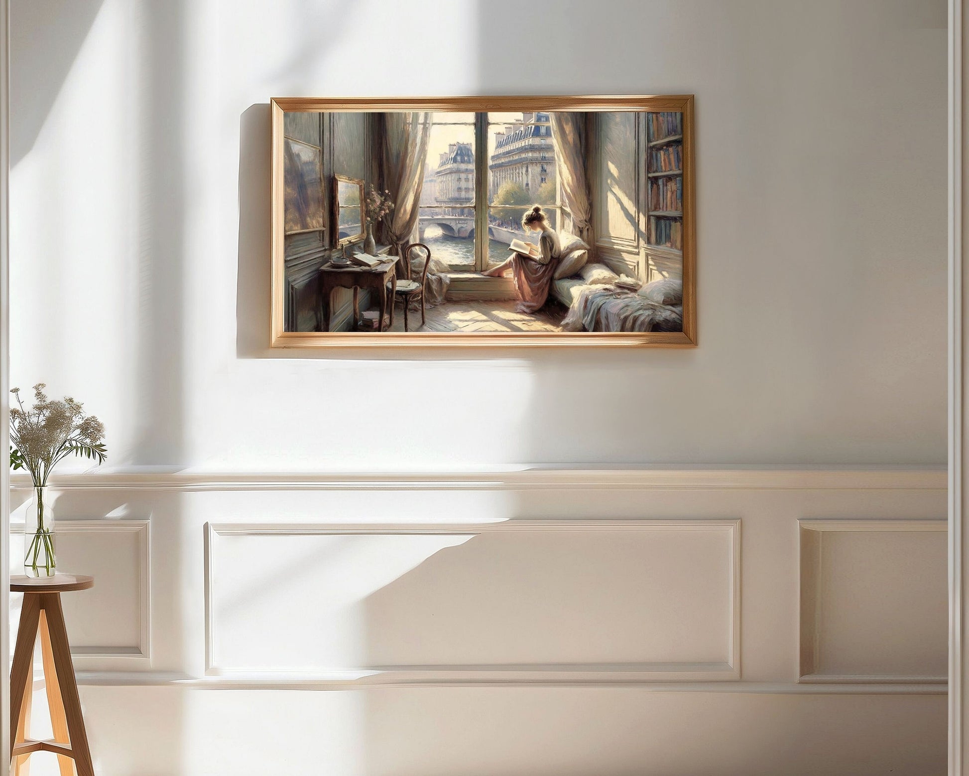 Woman Reading by Window Frame TV Art