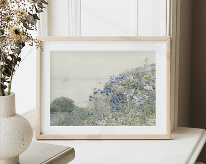 Blue Coastal Wildflowers Printable Wall Art