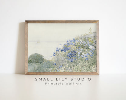 Blue Coastal Wildflowers Printable Wall Art
