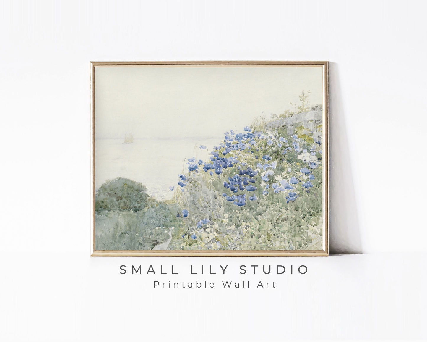 Blue Coastal Wildflowers Printable Wall Art