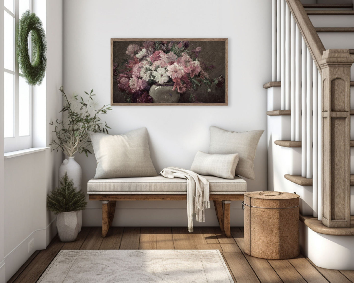 Pink Floral Still Life Frame TV Art