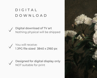 Moody Flowers White Frame TV Art