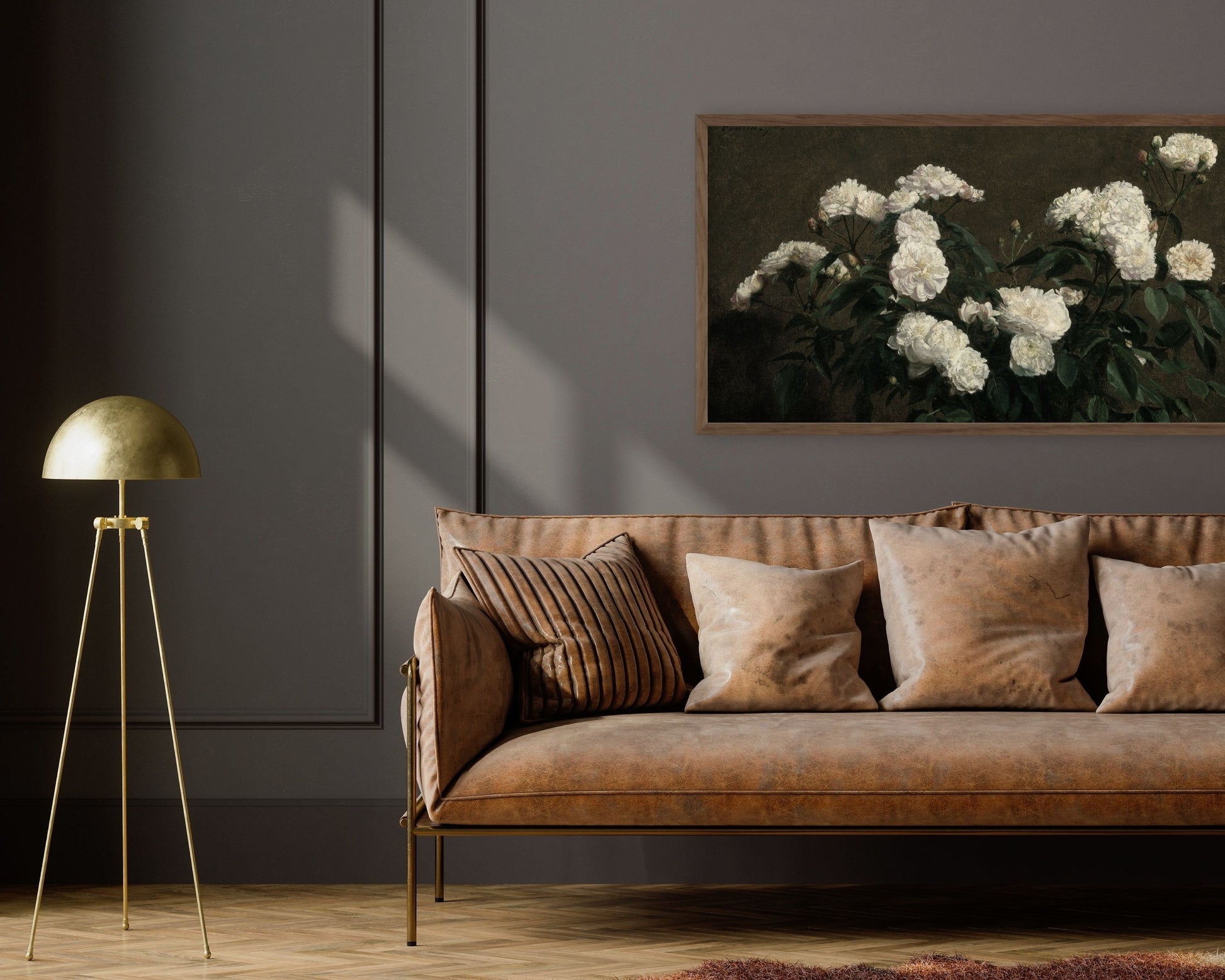 Moody Flowers White Frame TV Art