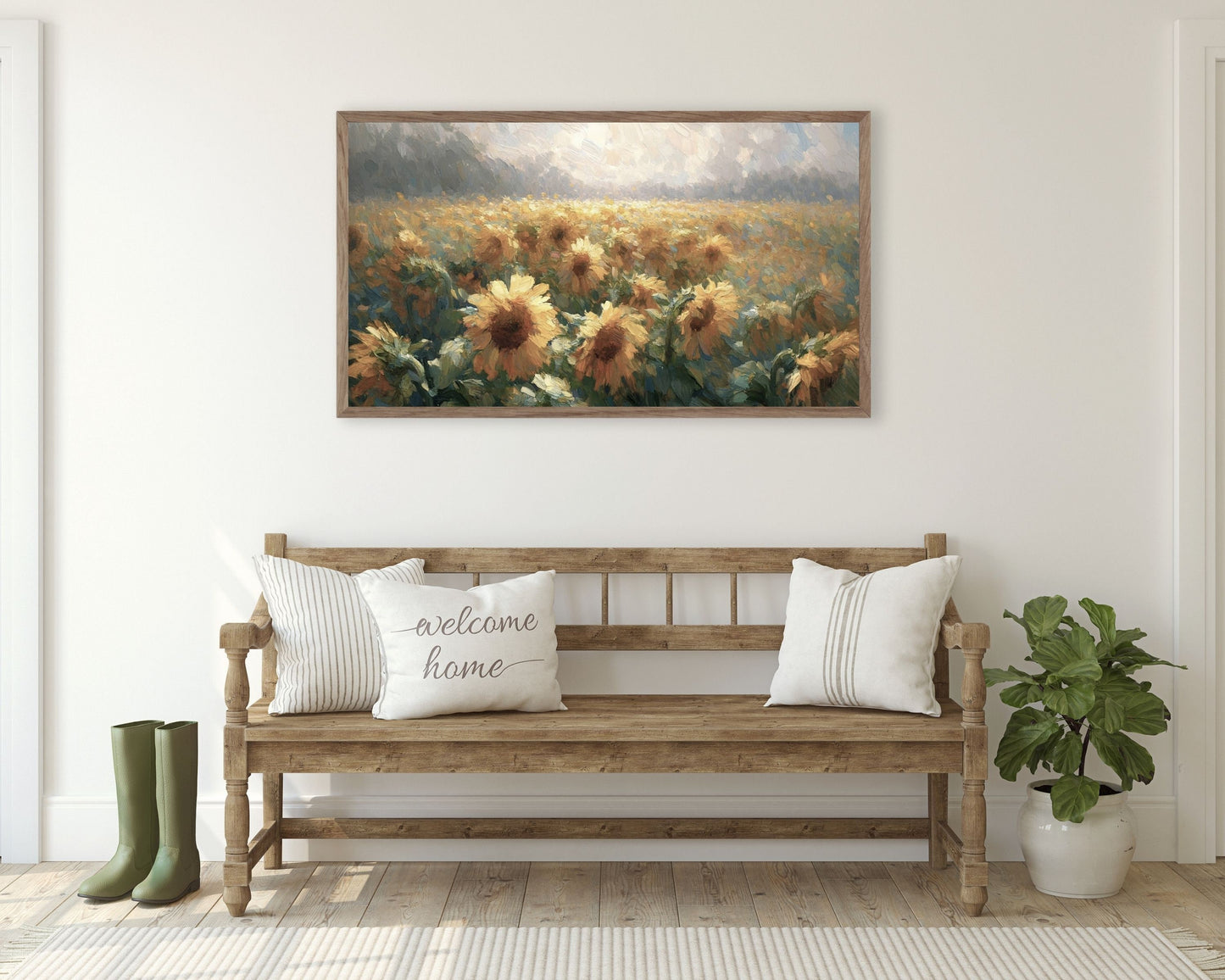 Moody Sunflower Field Frame TV Art