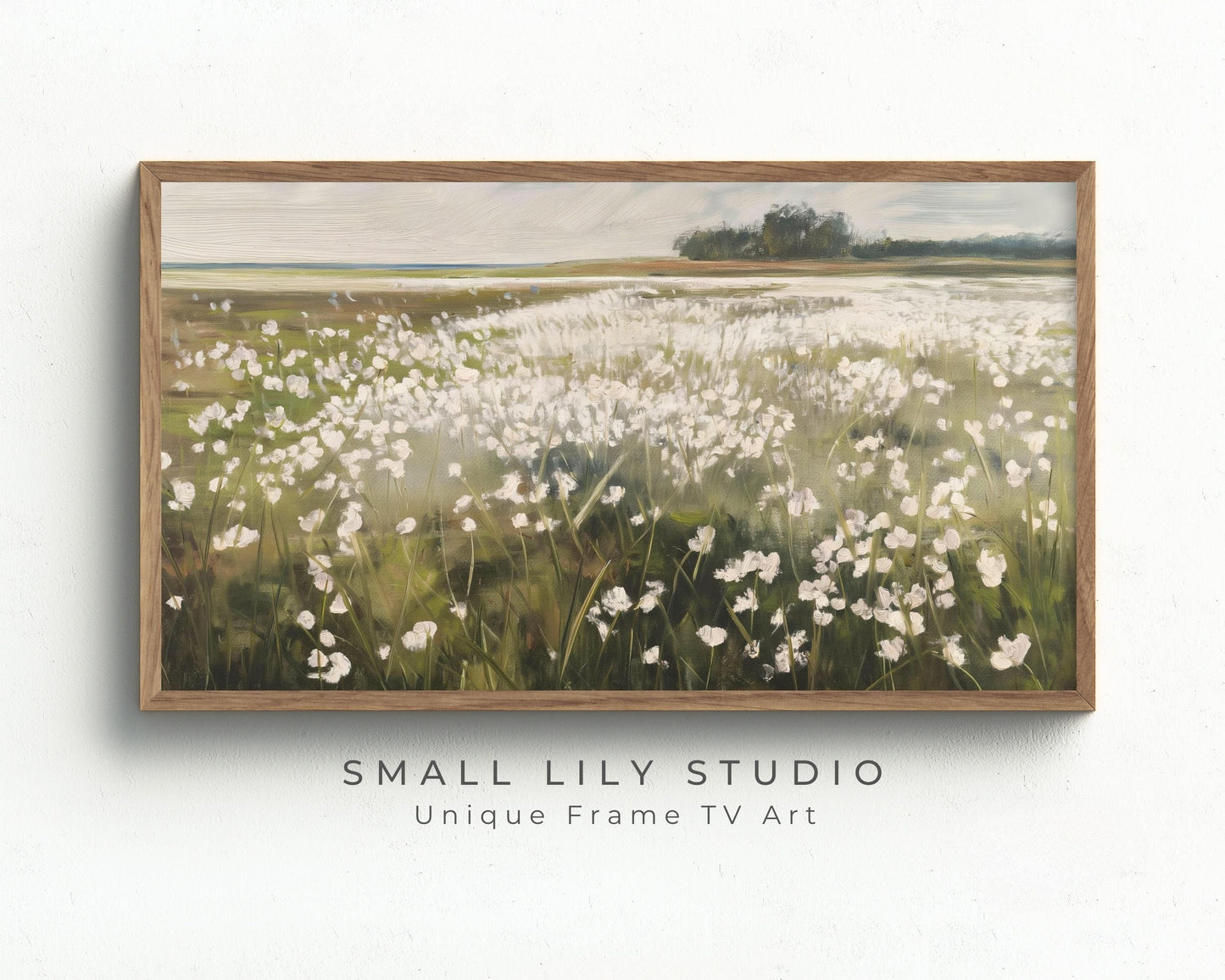 Summer White Wildflowers Frame TV Art