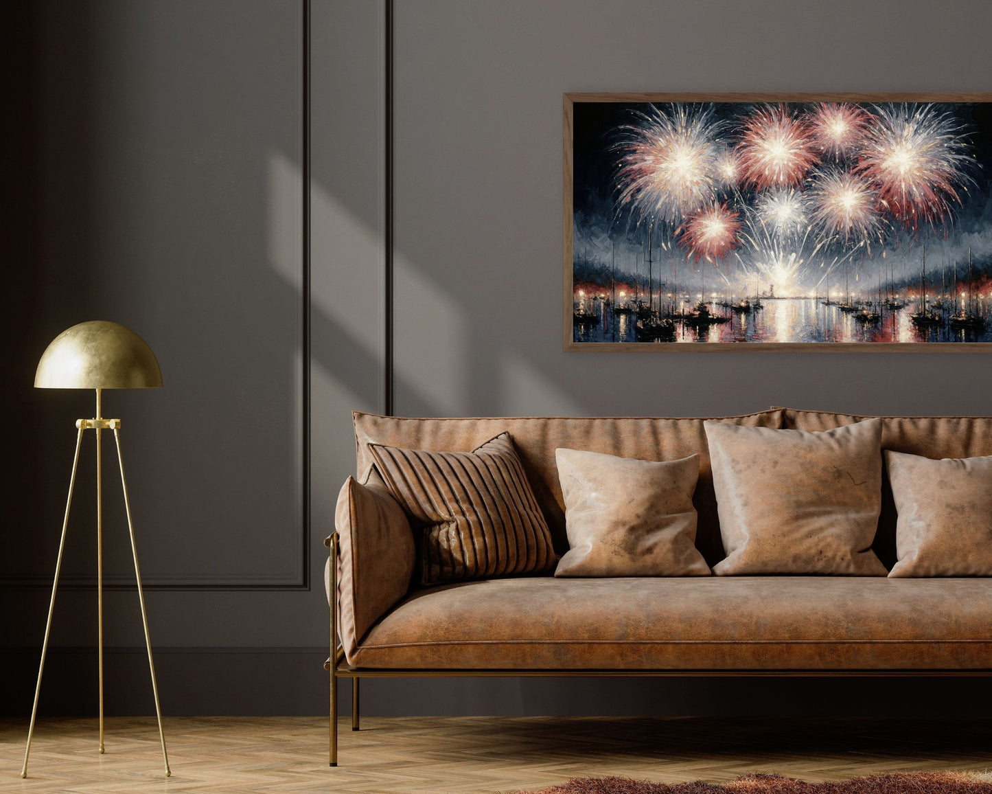 Red and White Fireworks Painting Frame TV Art