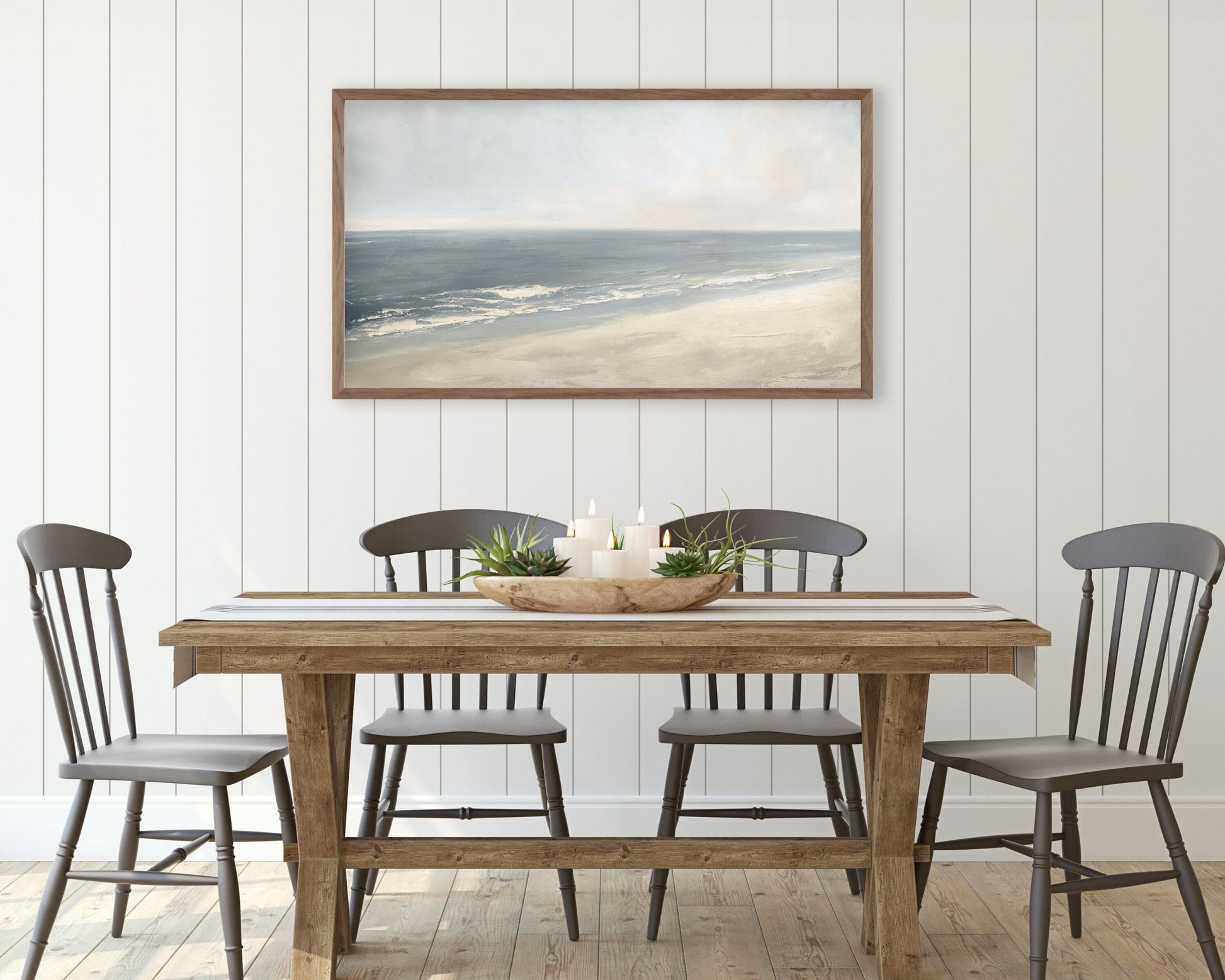 Neutral Beach Frame TV Art