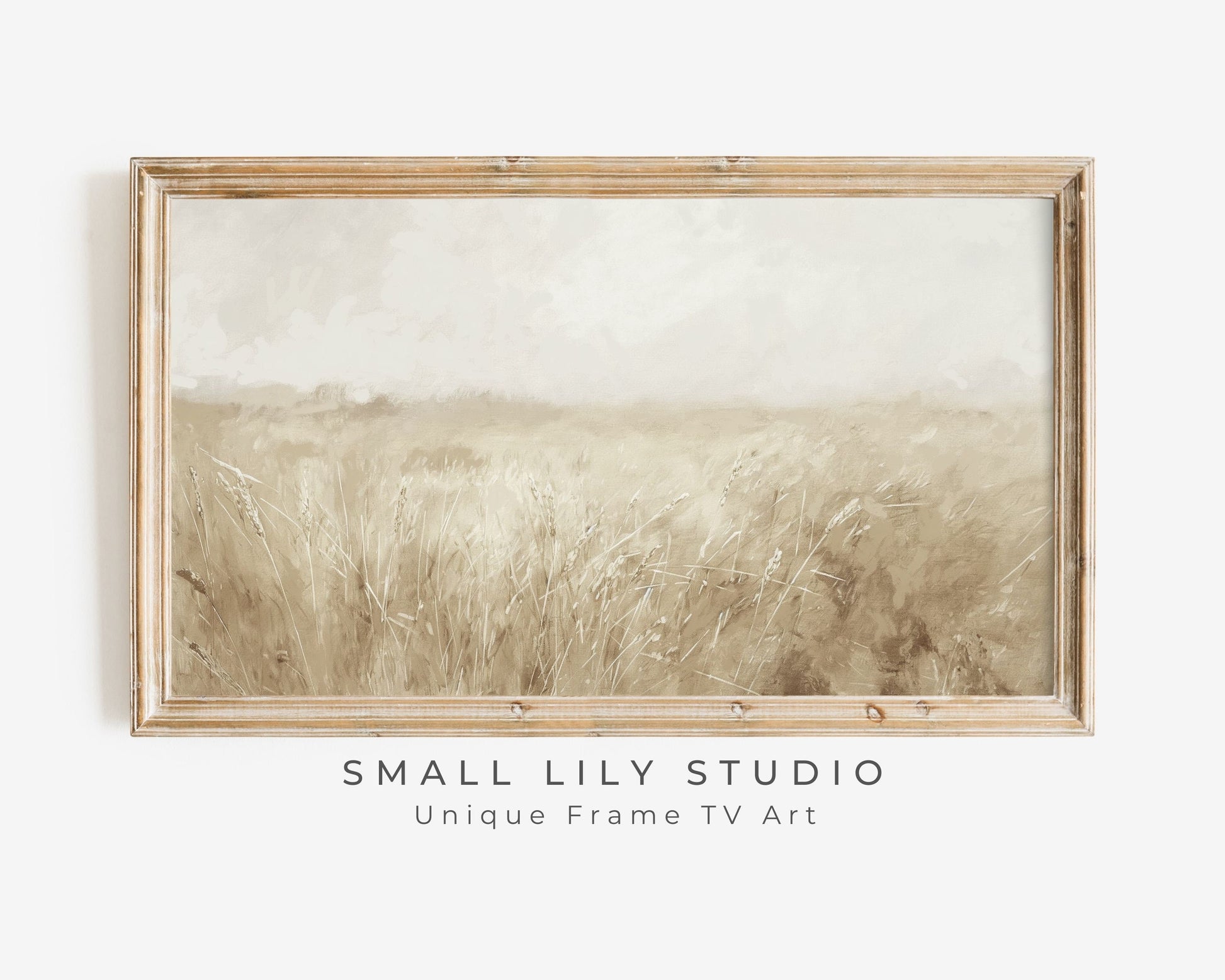 Abstract Neutral Wheat Field Frame TV Art