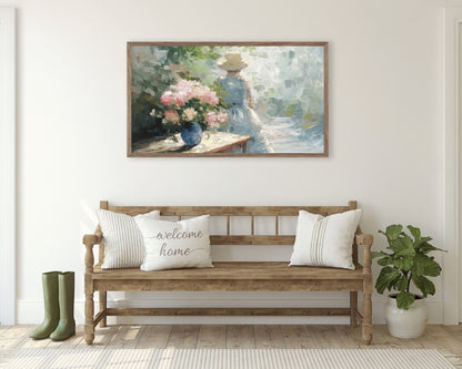 Spring Woman In Garden Frame TV Art