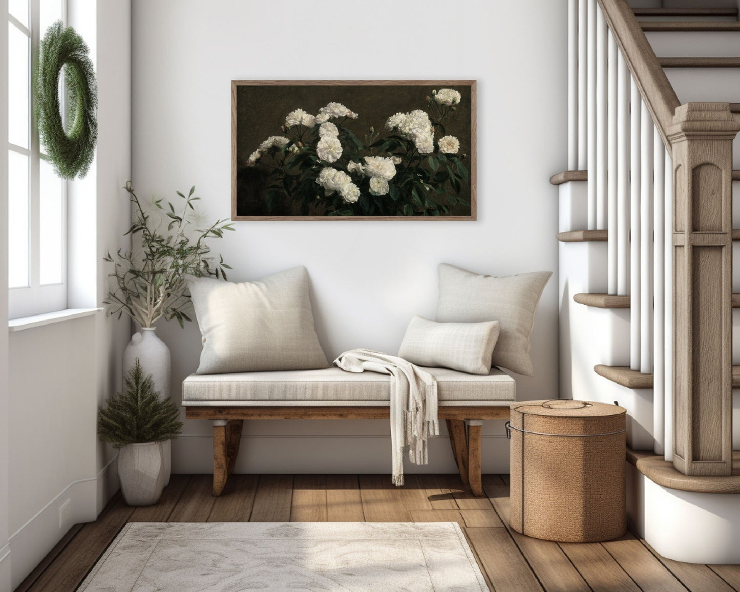 Moody Flowers White Frame TV Art