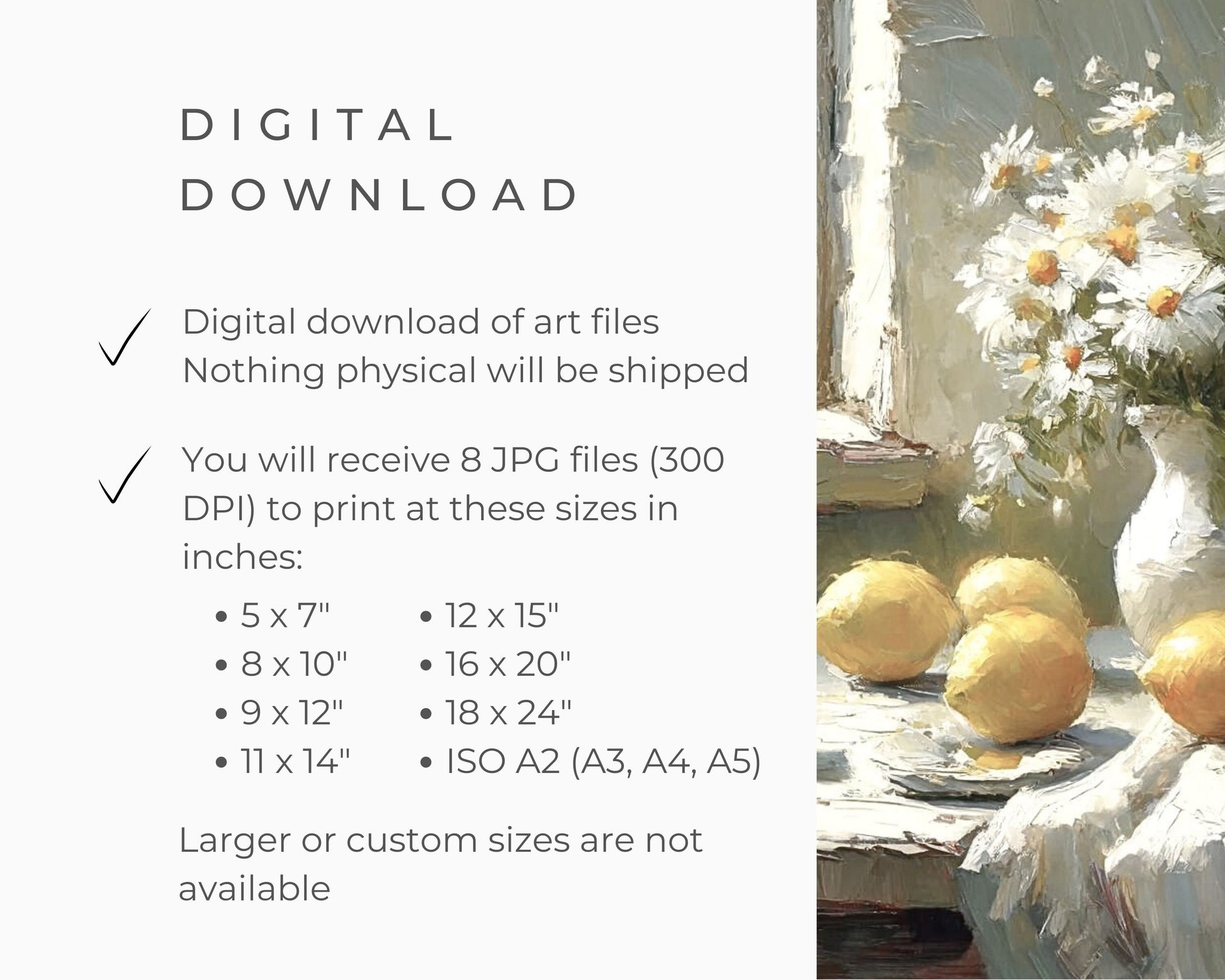 Lemons and Daisies Printable Wall Art