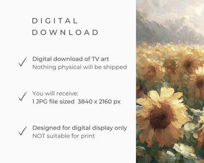 Moody Sunflower Field Frame TV Art