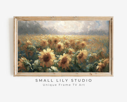 Moody Sunflower Field Frame TV Art