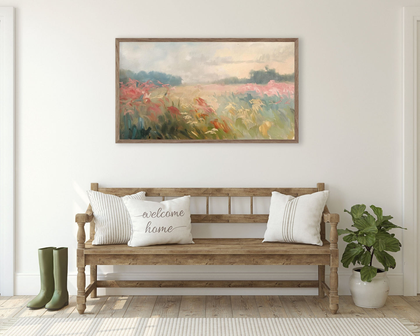 Abstract Pink Wildflowers Frame TV Art