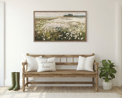 Summer White Wildflowers Frame TV Art