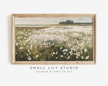 Summer White Wildflowers Frame TV Art