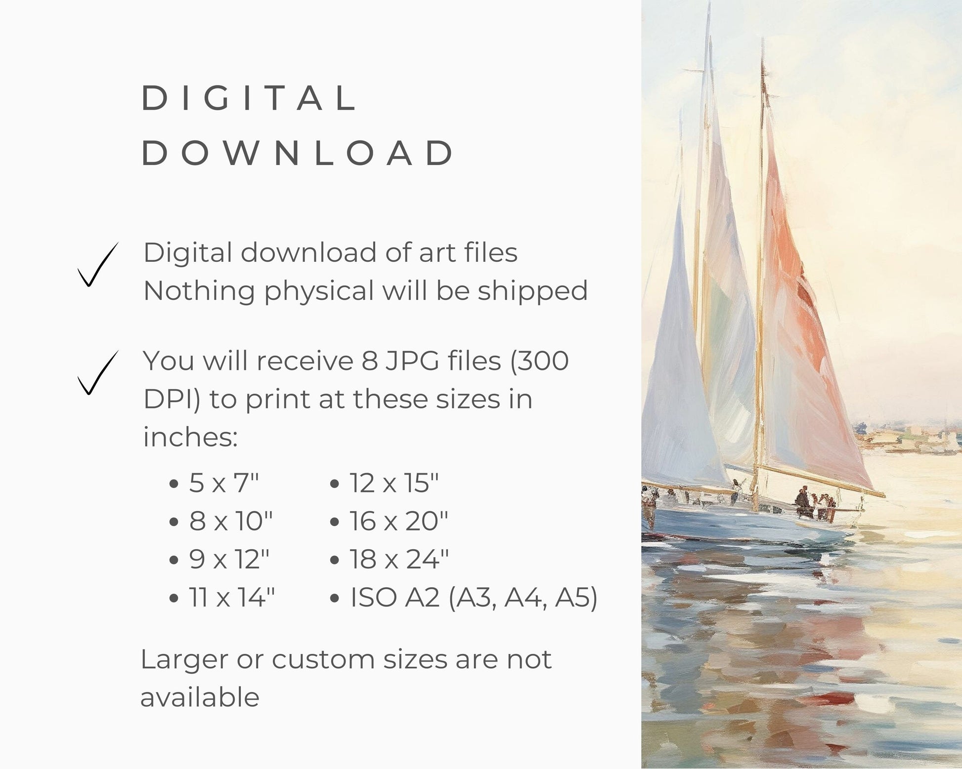 Summer Sailboats Printable Wall Art