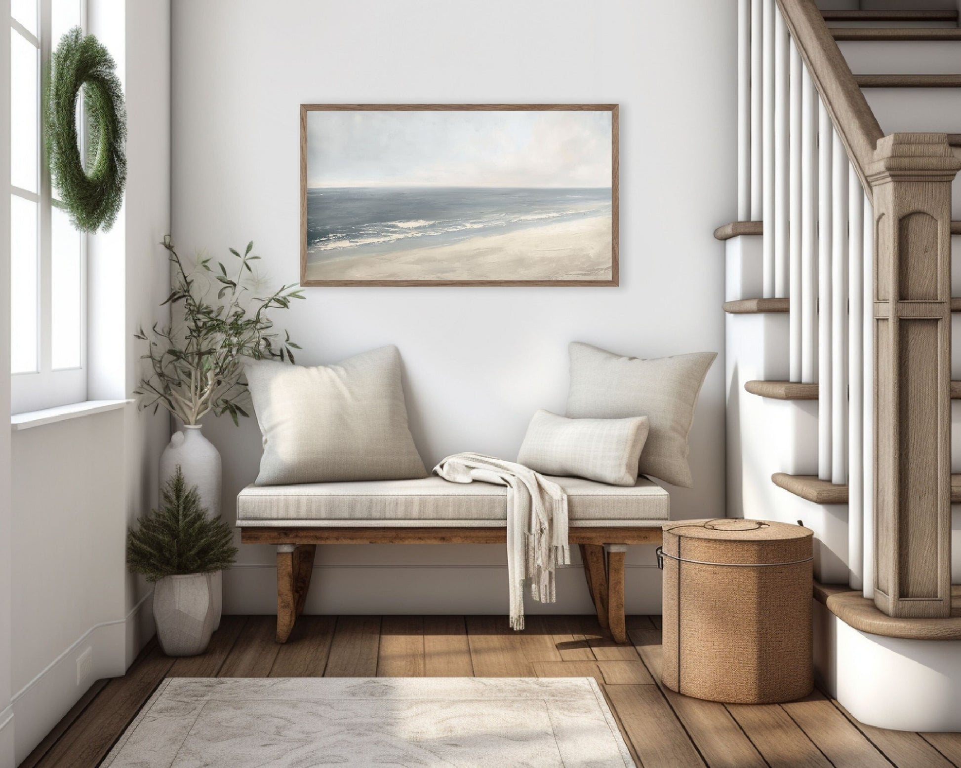 Neutral Beach Frame TV Art