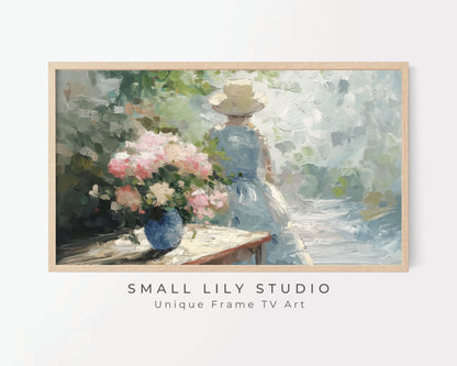 Spring Woman In Garden Frame TV Art