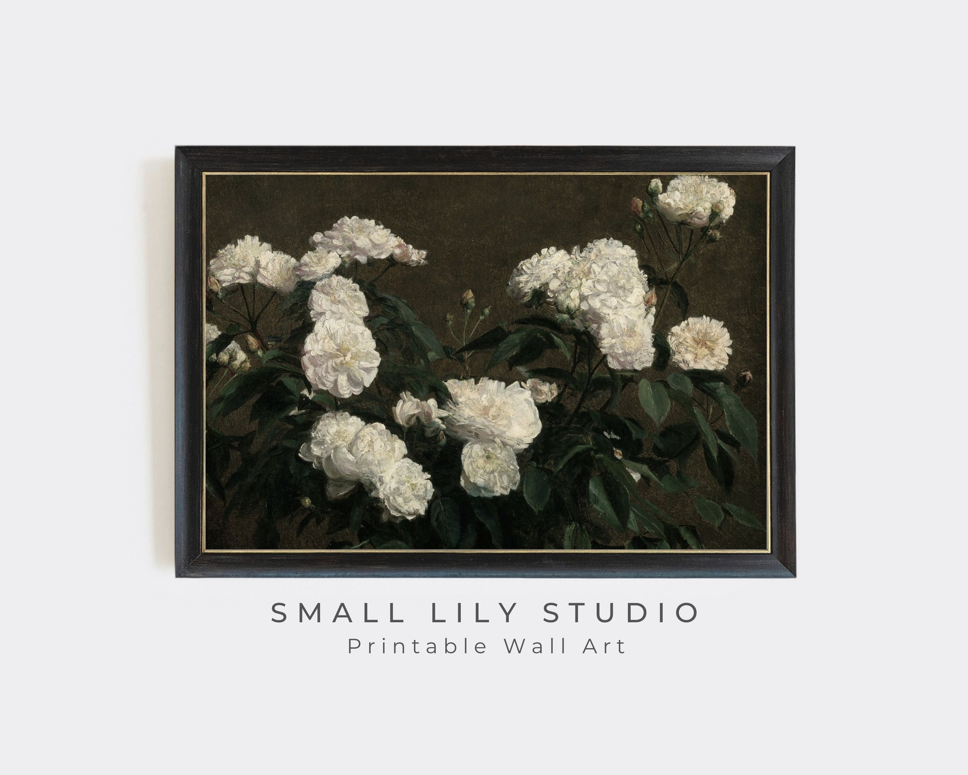 Moody White Flowers Printable Wall Art