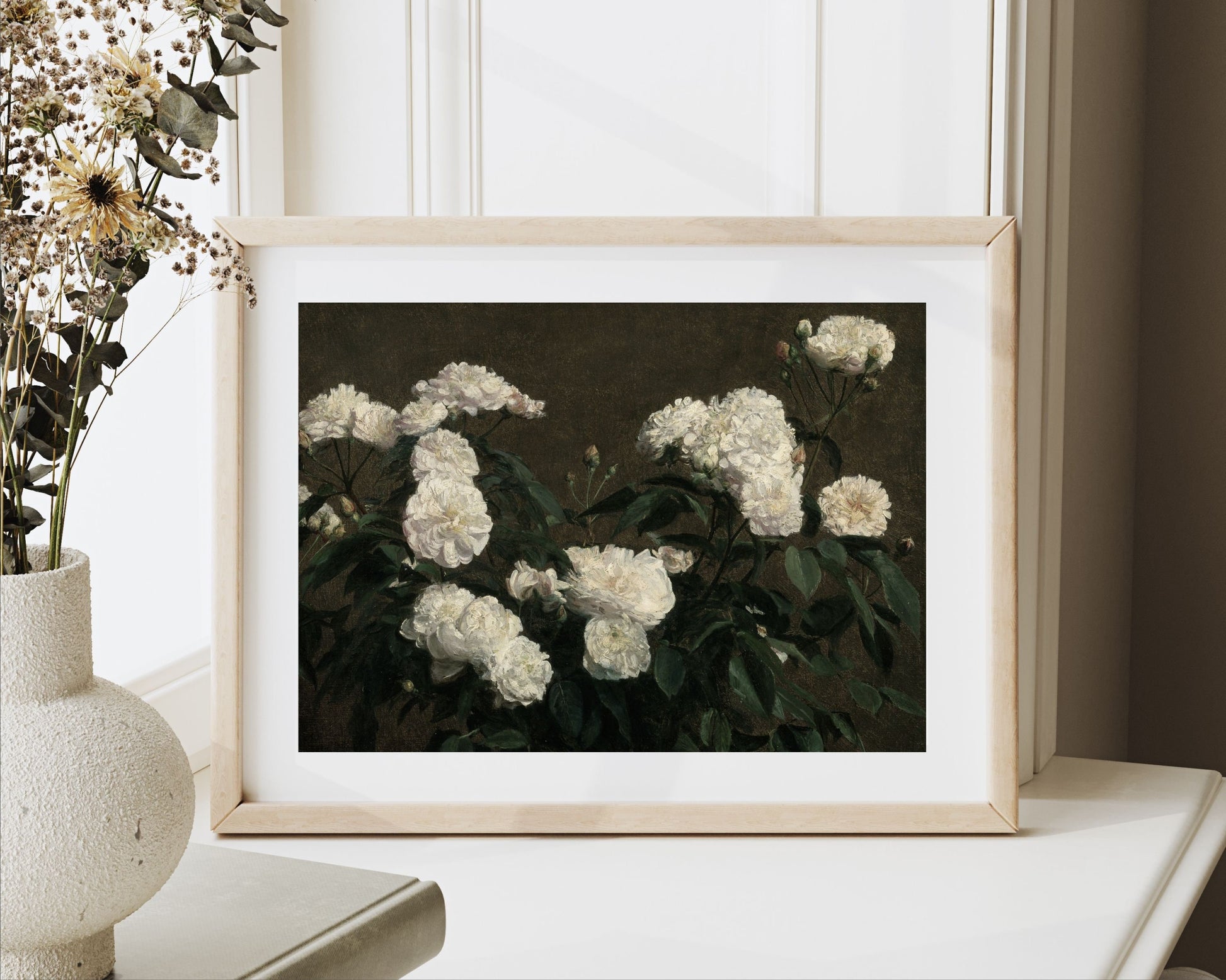 Moody White Flowers Printable Wall Art