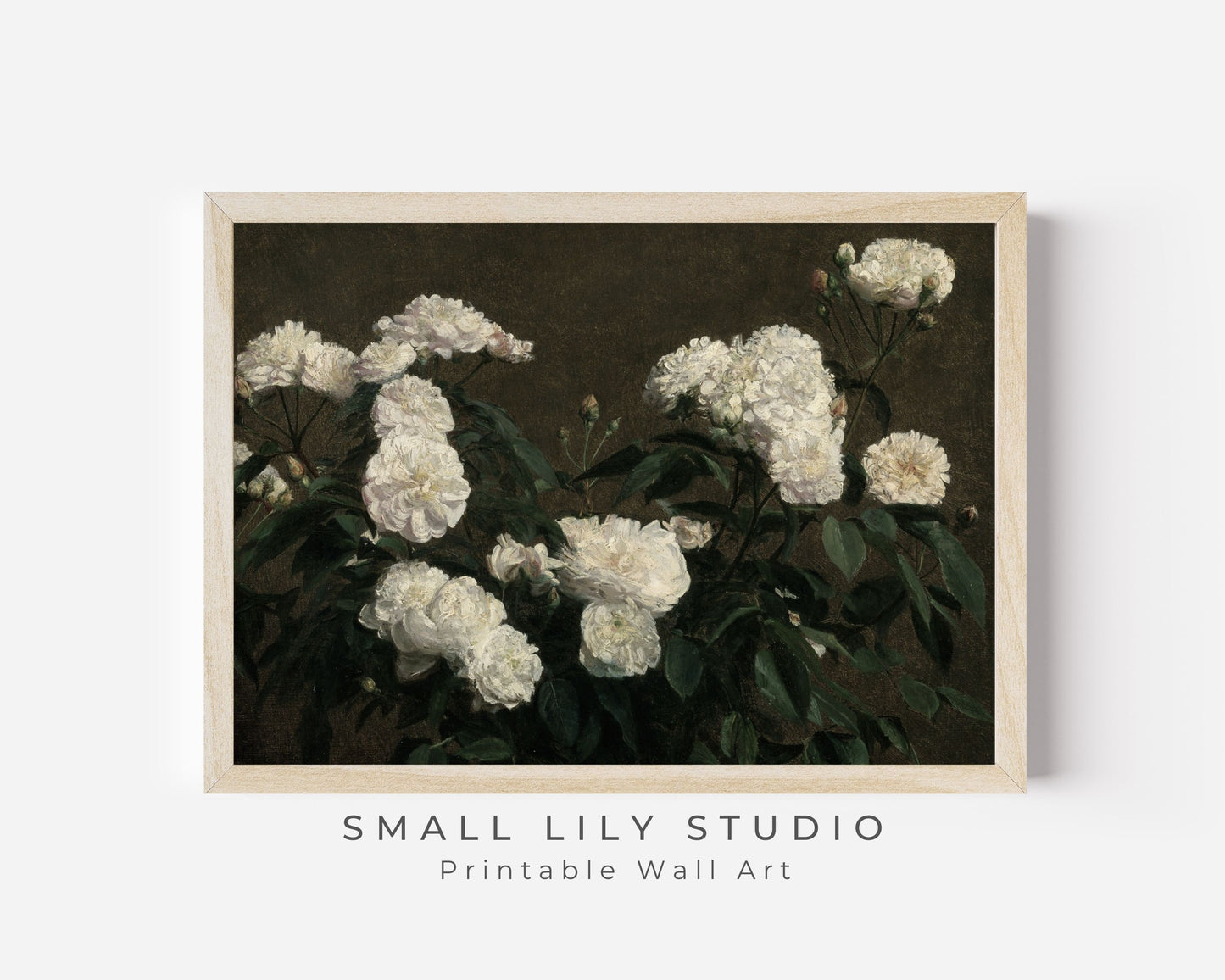 Moody White Flowers Printable Wall Art