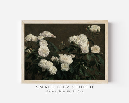 Moody White Flowers Printable Wall Art
