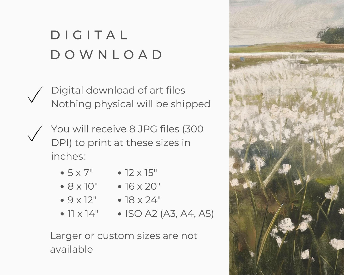 White Wildflowers Printable Wall Art