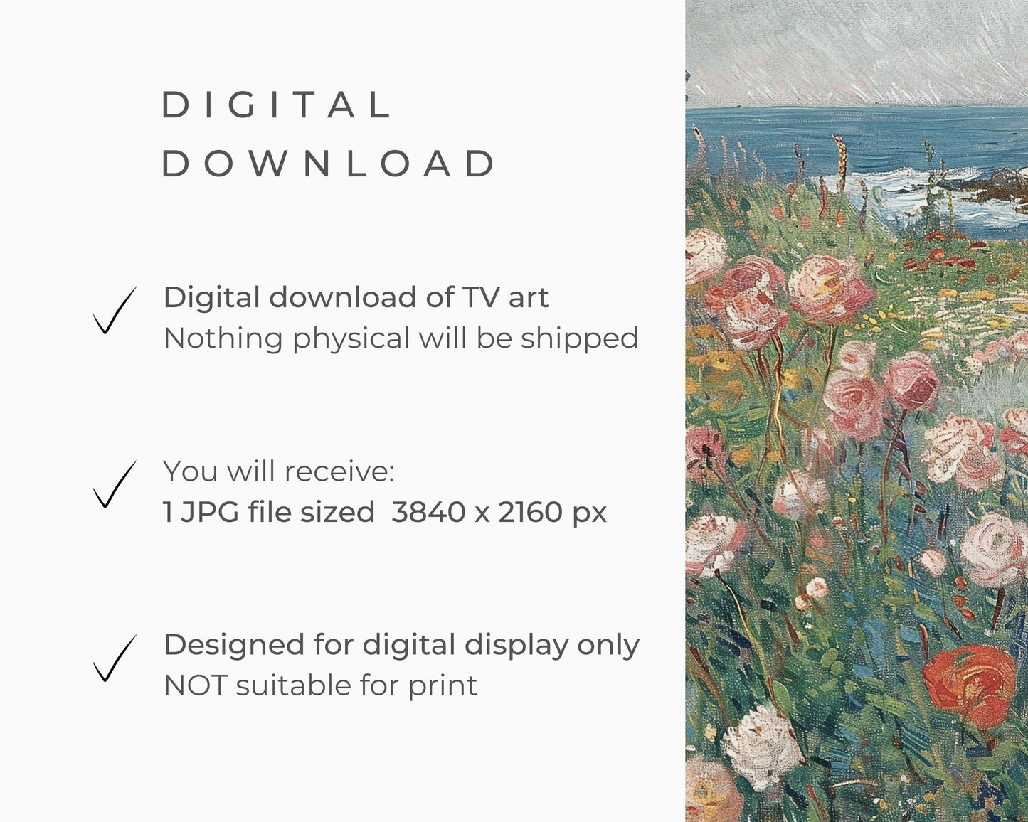 Rose Garden By The Sea Frame TV Art