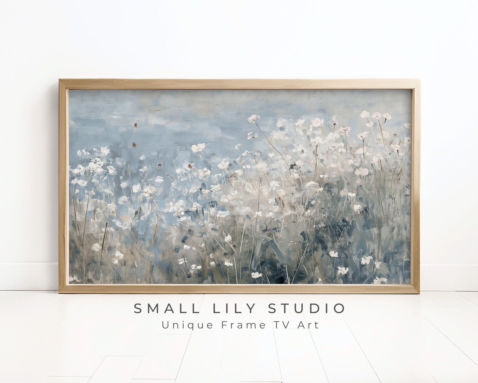 White Wildflowers By The Sea Frame TV Art