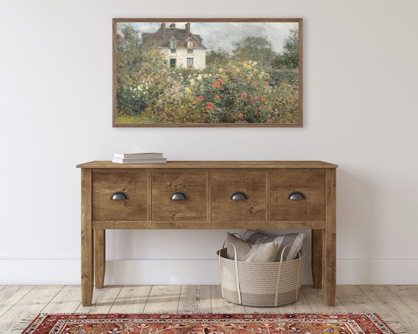 Cottage and Rose Garden Frame TV Art