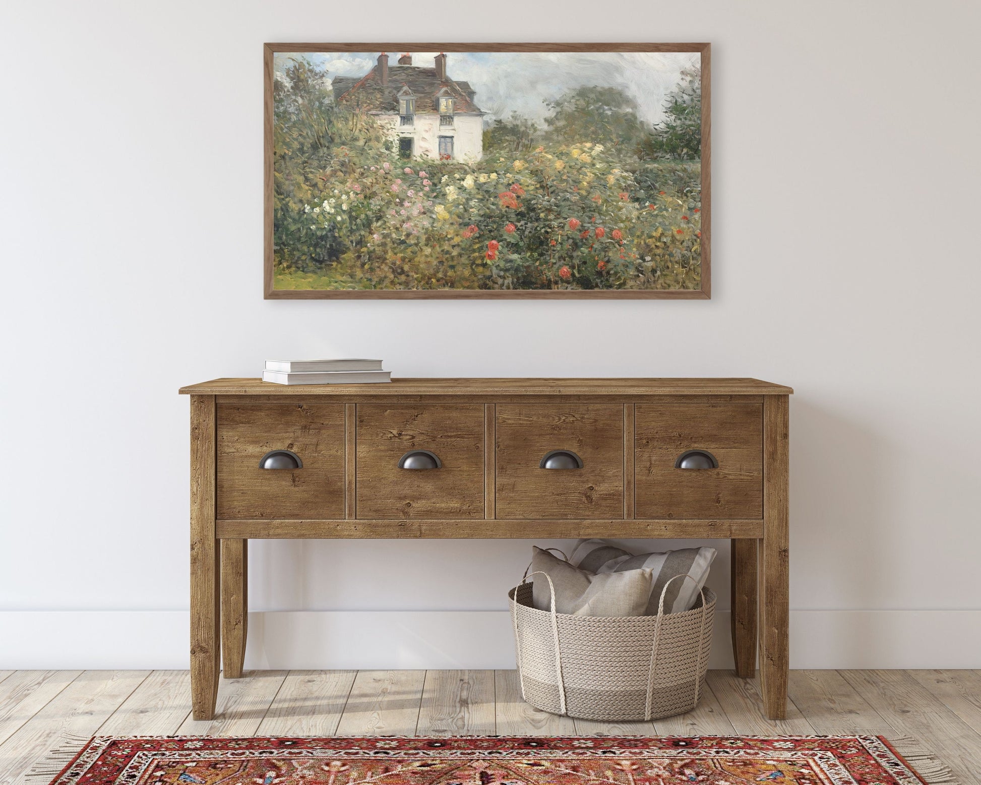 Cottage and Rose Garden Frame TV Art